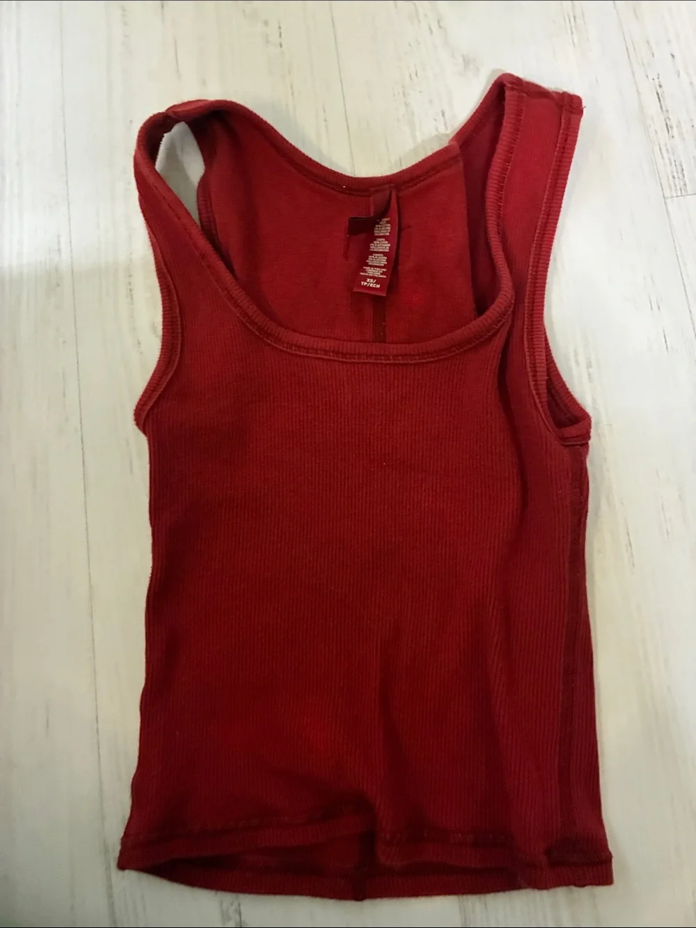 SKIMS Red Ribbed Tank Top with Light Pink Lace Bandeau
